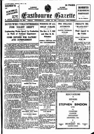 cover page of Eastbourne Gazette published on April 19, 1939