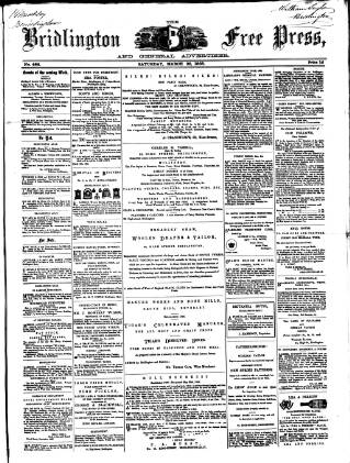 cover page of Bridlington Free Press published on March 28, 1868