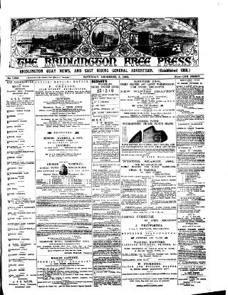 cover page of Bridlington Free Press published on December 2, 1882