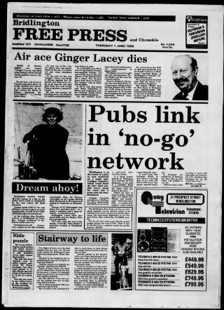 cover page of Bridlington Free Press published on June 1, 1989