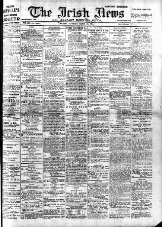 cover page of Irish News and Belfast Morning News published on March 28, 1908