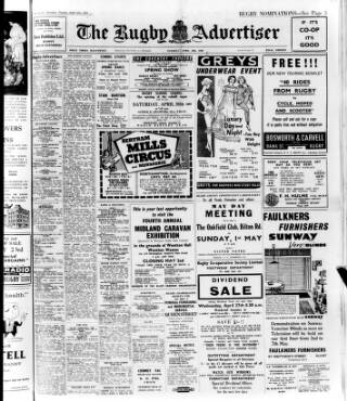 cover page of Rugby Advertiser published on April 26, 1960