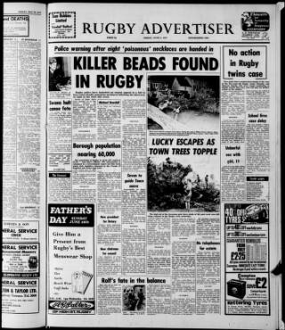 cover page of Rugby Advertiser published on June 2, 1972