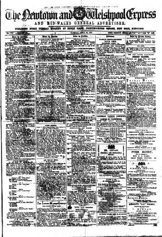 cover page of Montgomeryshire Express published on April 20, 1875