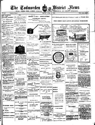 cover page of Todmorden & District News published on April 20, 1906