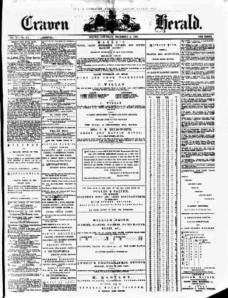 cover page of Craven Herald published on December 2, 1876