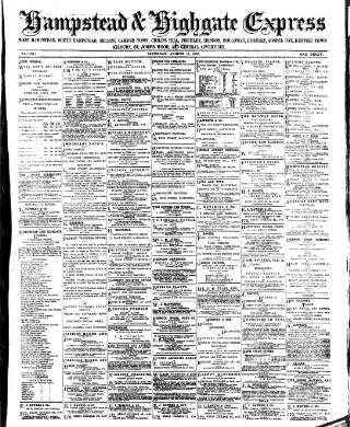 cover page of Hampstead & Highgate Express published on August 11, 1883