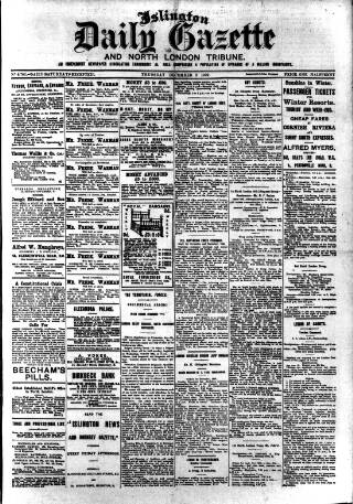 cover page of Islington Gazette published on December 2, 1909