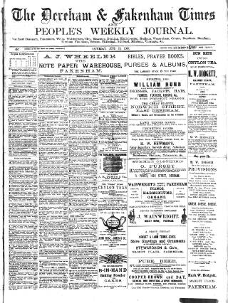 cover page of Dereham and Fakenham Times published on June 29, 1889