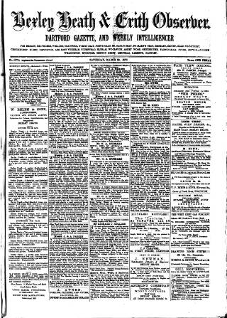 cover page of Bexley Heath and Bexley Observer published on March 29, 1879