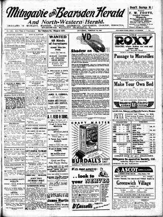 cover page of Milngavie and Bearsden Herald published on February 24, 1945