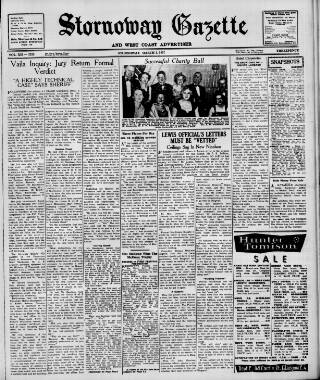 cover page of Stornoway Gazette and West Coast Advertiser published on March 1, 1957