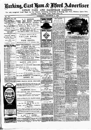 cover page of Barking, East Ham & Ilford Advertiser, Upton Park and Dagenham Gazette published on December 5, 1896
