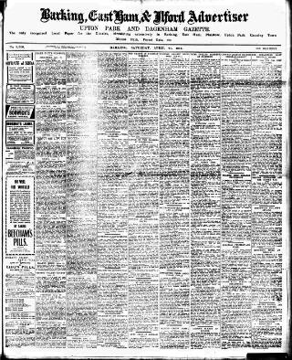 cover page of Barking, East Ham & Ilford Advertiser, Upton Park and Dagenham Gazette published on April 27, 1912