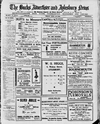 cover page of Bucks Advertiser & Aylesbury News published on April 26, 1935