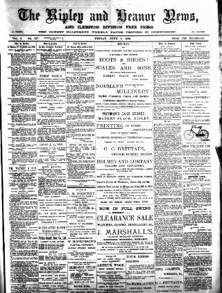 cover page of Ripley and Heanor News and Ilkeston Division Free Press published on June 2, 1899