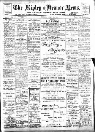 cover page of Ripley and Heanor News and Ilkeston Division Free Press published on April 20, 1906