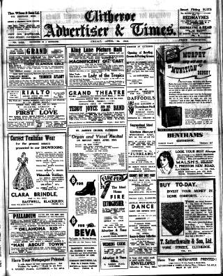 cover page of Clitheroe Advertiser and Times published on April 26, 1940