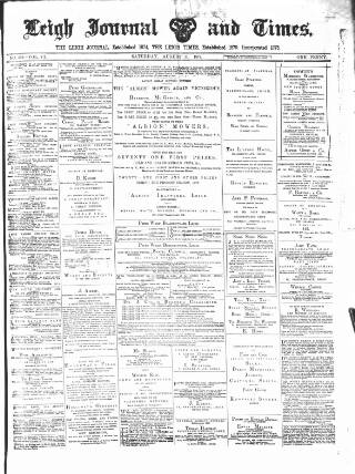 cover page of Leigh Journal and Times published on August 11, 1877