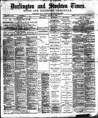cover page of Darlington & Stockton Times, Ripon & Richmond Chronicle published on August 8, 1896