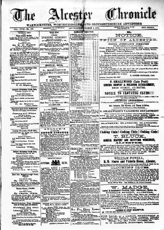 cover page of Alcester Chronicle published on December 4, 1880
