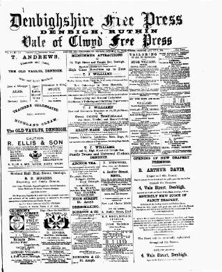 cover page of Denbighshire Free Press published on August 8, 1891