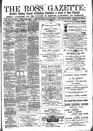 cover page of Ross Gazette published on April 19, 1883