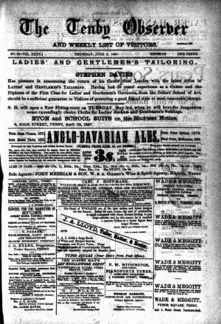 cover page of Tenby Observer published on June 2, 1887