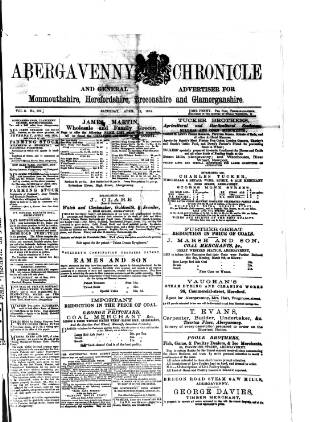 cover page of Abergavenny Chronicle published on April 18, 1874