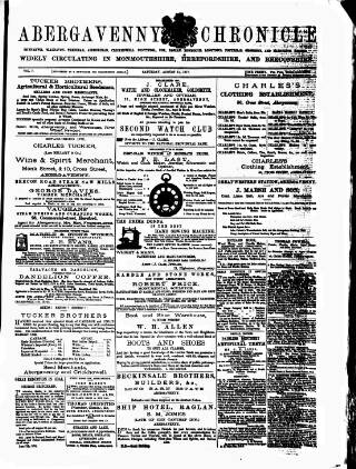 cover page of Abergavenny Chronicle published on August 11, 1877