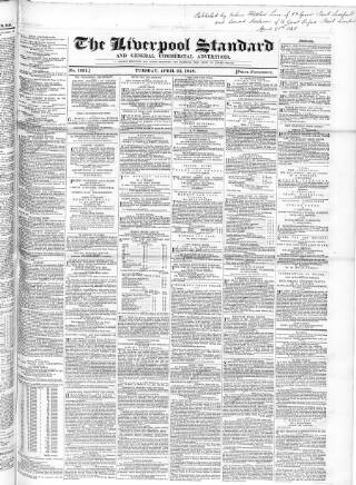 cover page of Liverpool Standard and General Commercial Advertiser published on April 25, 1848
