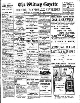 cover page of Witney Gazette and West Oxfordshire Advertiser published on April 26, 1913