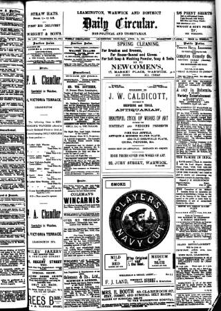 cover page of Leamington, Warwick, Kenilworth & District Daily Circular published on April 19, 1900