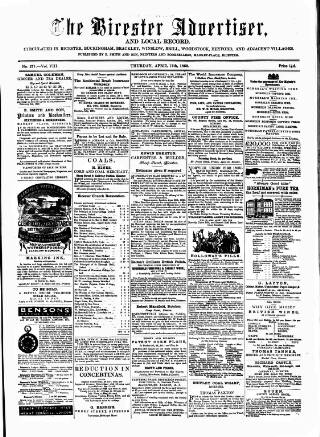 cover page of Bicester Advertiser published on April 17, 1862