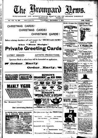 cover page of Bromyard News published on December 5, 1901