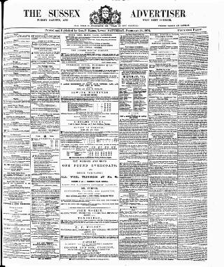 cover page of Surrey Gazette published on February 24, 1872