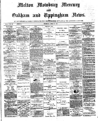 cover page of Melton Mowbray Mercury and Oakham and Uppingham News published on April 24, 1884