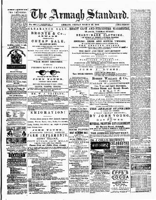cover page of Armagh Standard published on March 29, 1889