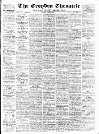 cover page of Croydon Chronicle and East Surrey Advertiser published on March 28, 1863