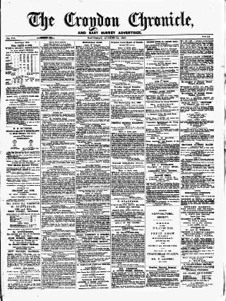 cover page of Croydon Chronicle and East Surrey Advertiser published on August 13, 1870