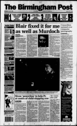 cover page of Birmingham Daily Post published on March 28, 1998