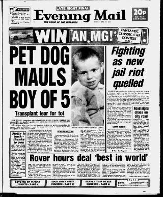 cover page of Birmingham Mail published on April 23, 1990