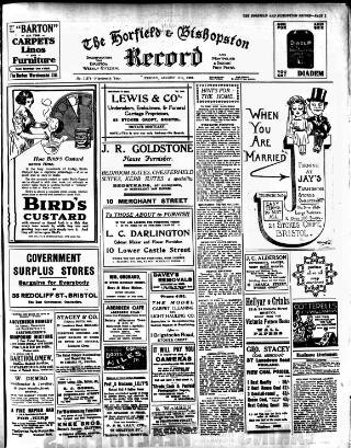 cover page of Horfield and Bishopston Record and Montepelier & District Free Press published on August 11, 1922