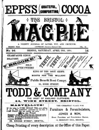 cover page of Bristol Magpie published on April 26, 1884