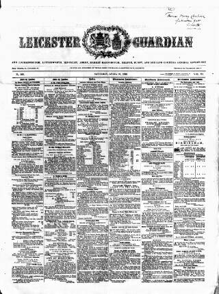 cover page of Leicester Guardian published on April 19, 1862