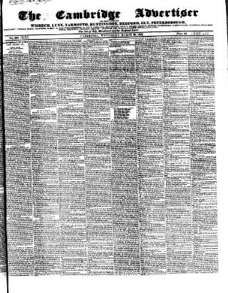 cover page of Cambridge General Advertiser published on March 29, 1843
