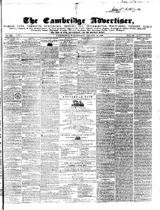 cover page of Cambridge General Advertiser published on August 12, 1846