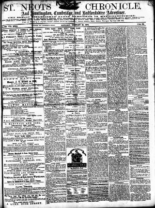 cover page of St. Neots Chronicle and Advertiser published on February 24, 1872