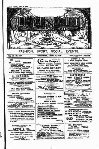 cover page of Clifton Society published on April 19, 1906