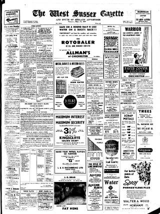 cover page of West Sussex Gazette published on March 28, 1957